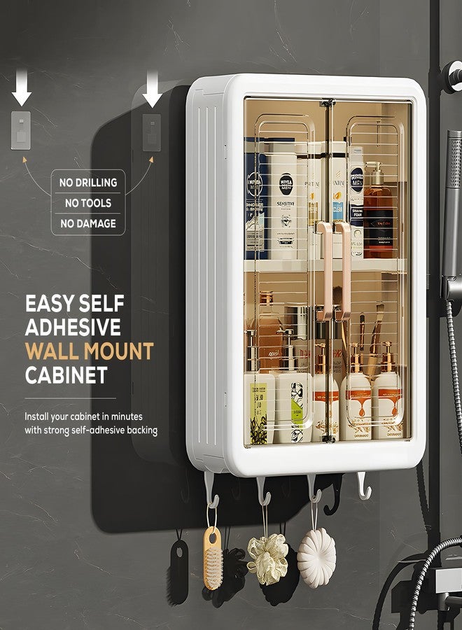 MIORAH Wall-Mounted Bathroom Storage Cabinet White | Space Saving Bathroom Organizer Shelf | Compact Storage for Essentials | No Mirror | Modern Design - Image 4